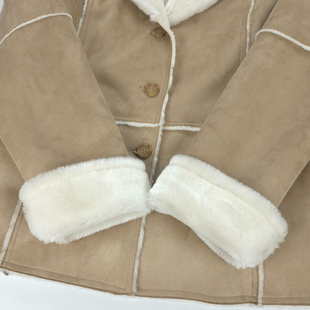 VEGAN Penny Lane Faux Fur Coat Suede Shearling 70s Afghan Boho Downtown Girl - Picture 5 of 8